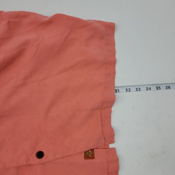 Tommy Bahama Silk short sleeve button down shirt XL salmon 3156 - Picture 9 of 12